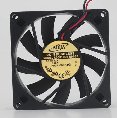 Original ADDA AD0812UB-D91GP Cooling Fan 12V 0.28A 3.36W 2wires AD0812UB-D91GP Fans